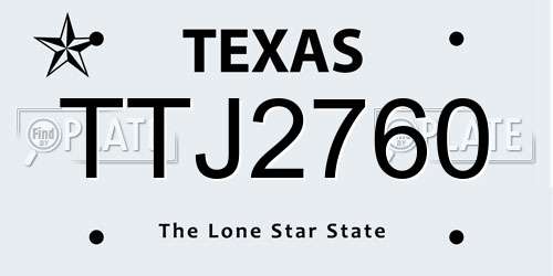 TTJ2760 Texas License Plate
