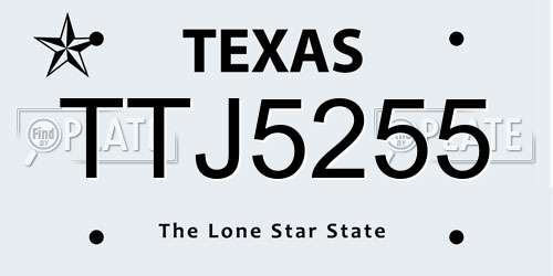 TTJ5255 Texas License Plate