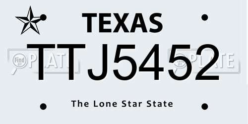 TTJ5452 Texas License Plate