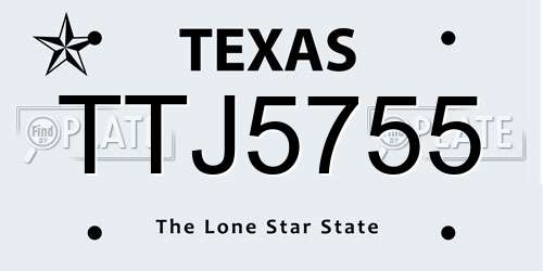 TTJ5755 Texas License Plate