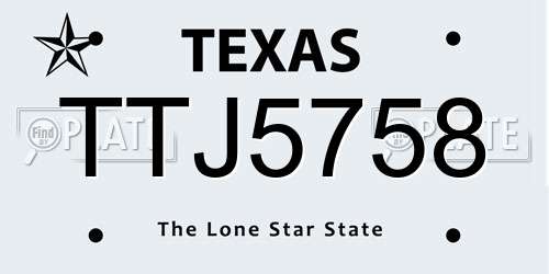 TTJ5758 Texas License Plate