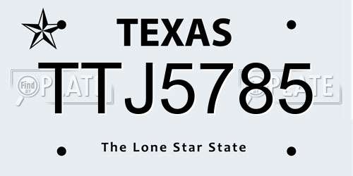 TTJ5785 Texas License Plate