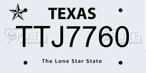 TTJ7760 Texas License Plate