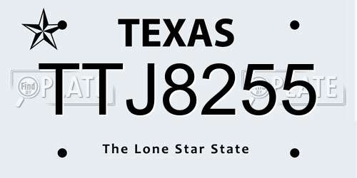 TTJ8255 Texas License Plate