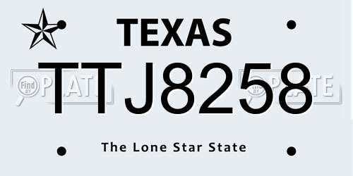 TTJ8258 Texas License Plate