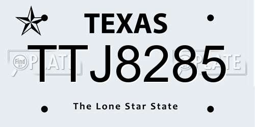 TTJ8285 Texas License Plate
