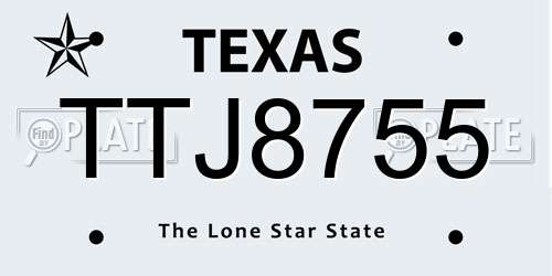 TTJ8755 Texas License Plate