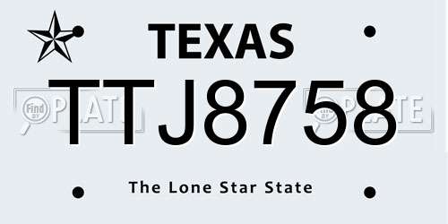 TTJ8758 Texas License Plate