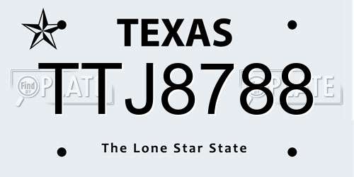 TTJ8788 Texas License Plate