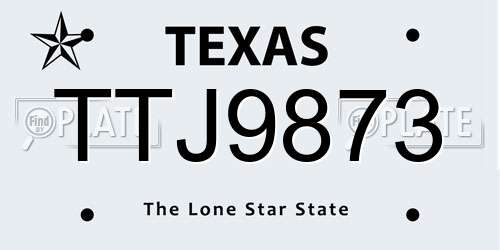 TTJ9873 Texas License Plate