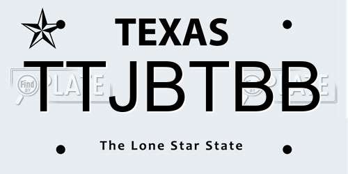 TTJBTBB Texas License Plate