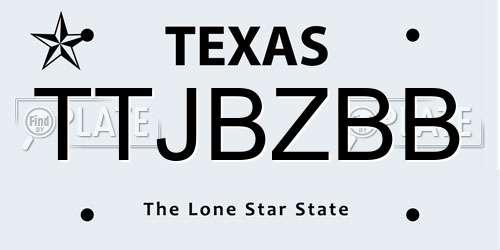 TTJBZBB Texas License Plate