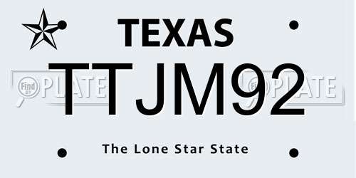 TTJM92 Texas License Plate
