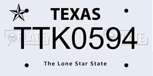 TTK0594 Texas License Plate