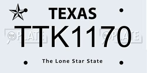 TTK1170 Texas License Plate