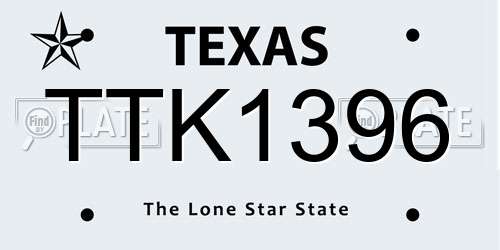 TTK1396 Texas License Plate