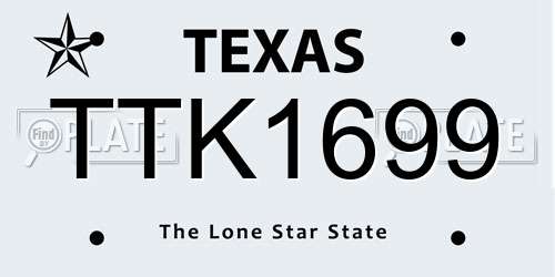 TTK1699 Texas License Plate
