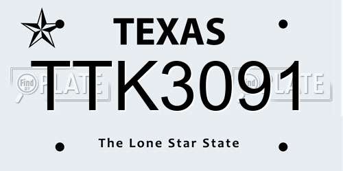 TTK3091 Texas License Plate