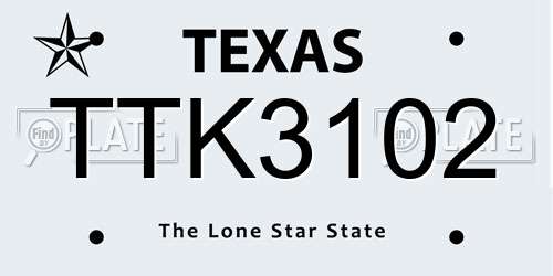 TTK3102 Texas License Plate