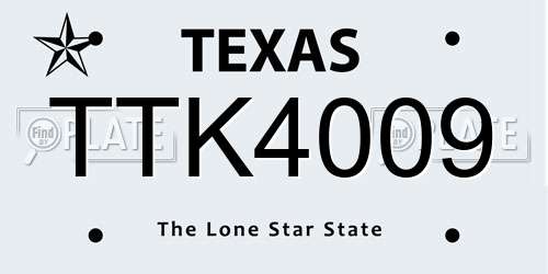 TTK4009 Texas License Plate