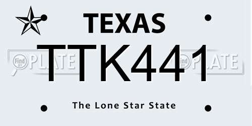 TTK441 Texas License Plate