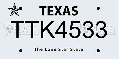 TTK4533 Texas License Plate