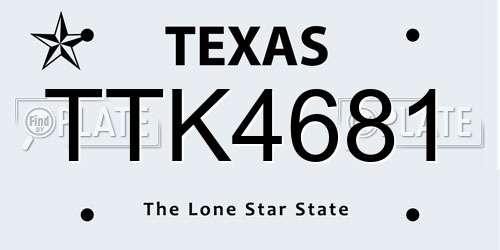TTK4681 Texas License Plate