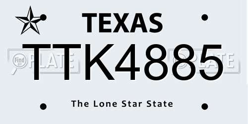 TTK4885 Texas License Plate
