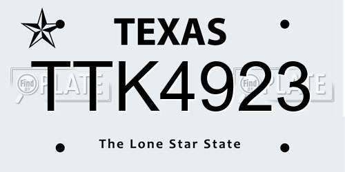 TTK4923 Texas License Plate