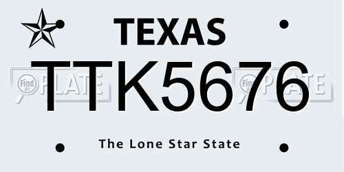 TTK5676 Texas License Plate
