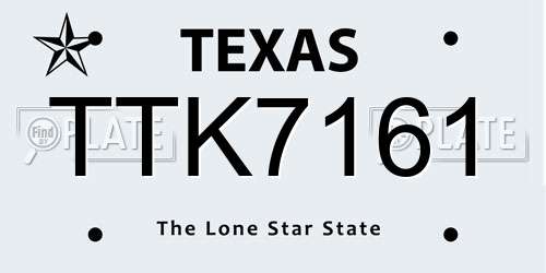 TTK7161 Texas License Plate