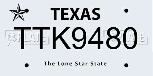 TTK9480 Texas License Plate