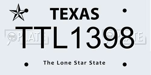 TTL1398 Texas License Plate
