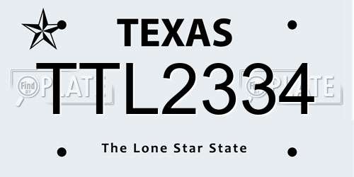 TTL2334 Texas License Plate