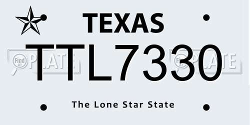 TTL7330 Texas License Plate