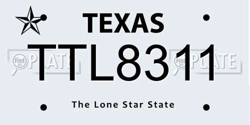 TTL8311 Texas License Plate