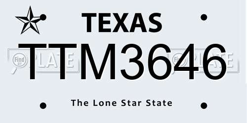 TTM3646 Texas License Plate