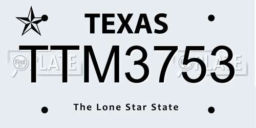TTM3753 Texas License Plate