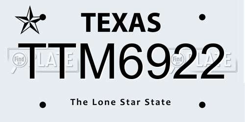 TTM6922 Texas License Plate