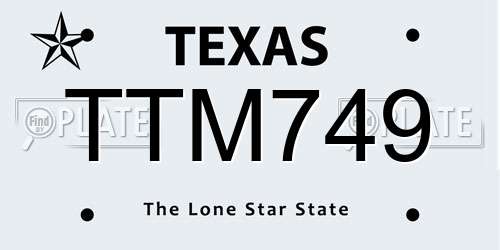 TTM749 Texas License Plate