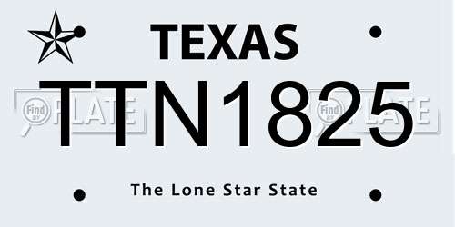 TTN1825 Texas License Plate