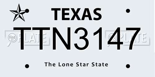 TTN3147 Texas License Plate