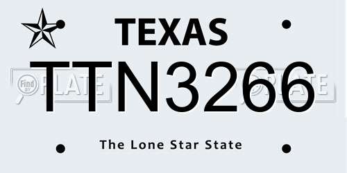 TTN3266 Texas License Plate
