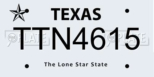 TTN4615 Texas License Plate