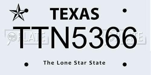 TTN5366 Texas License Plate