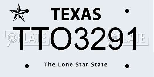 TTO3291 Texas License Plate