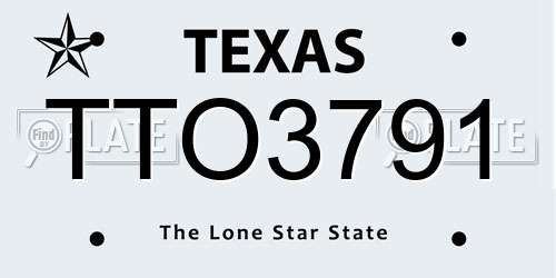 TTO3791 Texas License Plate