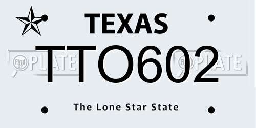 TTO602 Texas License Plate