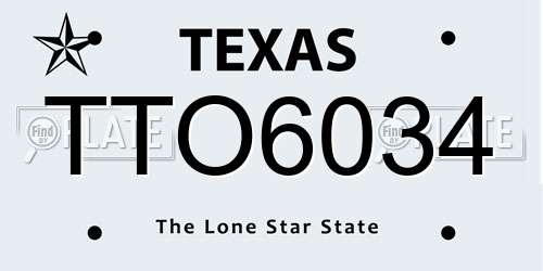 TTO6034 Texas License Plate