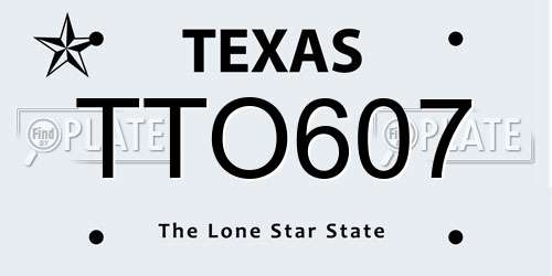 TTO607 Texas License Plate